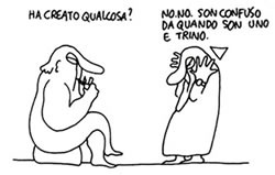 Trino confuso (Altan) Trino e il suo committente - una delle prime strisce di Altan