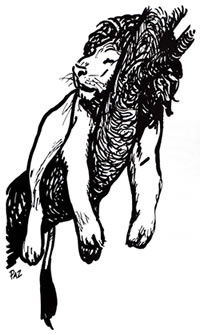 Bestiario - Leone addormentato su ramo - Andrea Pazienza