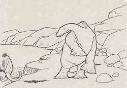 Gertie, il dinosauro protagonista di un film d'animazione di Winsor McCay Gertie, il dinosauro protagonista di un film d'animazione di Winsor McCay
